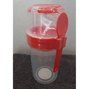 NEW Set Of 2‎ Target Cereal Cup Or Salad Cup With Separate Compartment & Spoon